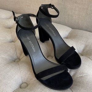 Stuart Weitzman Nearly Nude Mid Heel Sandals